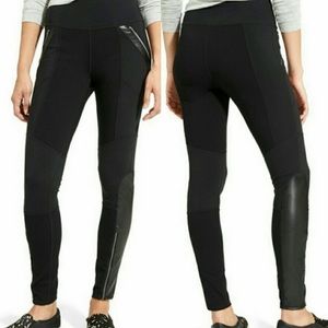 ATHLETA Leather Zipper curvy leggings